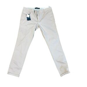 New Zara Men's Basic Collection Slim Cream Tan Chinos Size 34 W Length 32